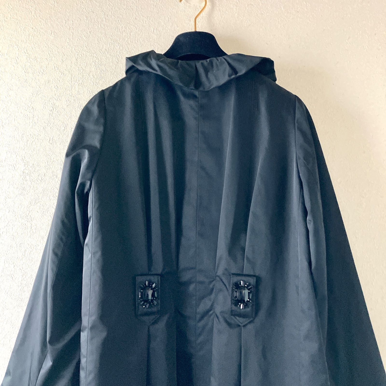 YUKI TORII ユキトリイ ロングコート 黒 立体襟 変形カラー 軽やか羽織