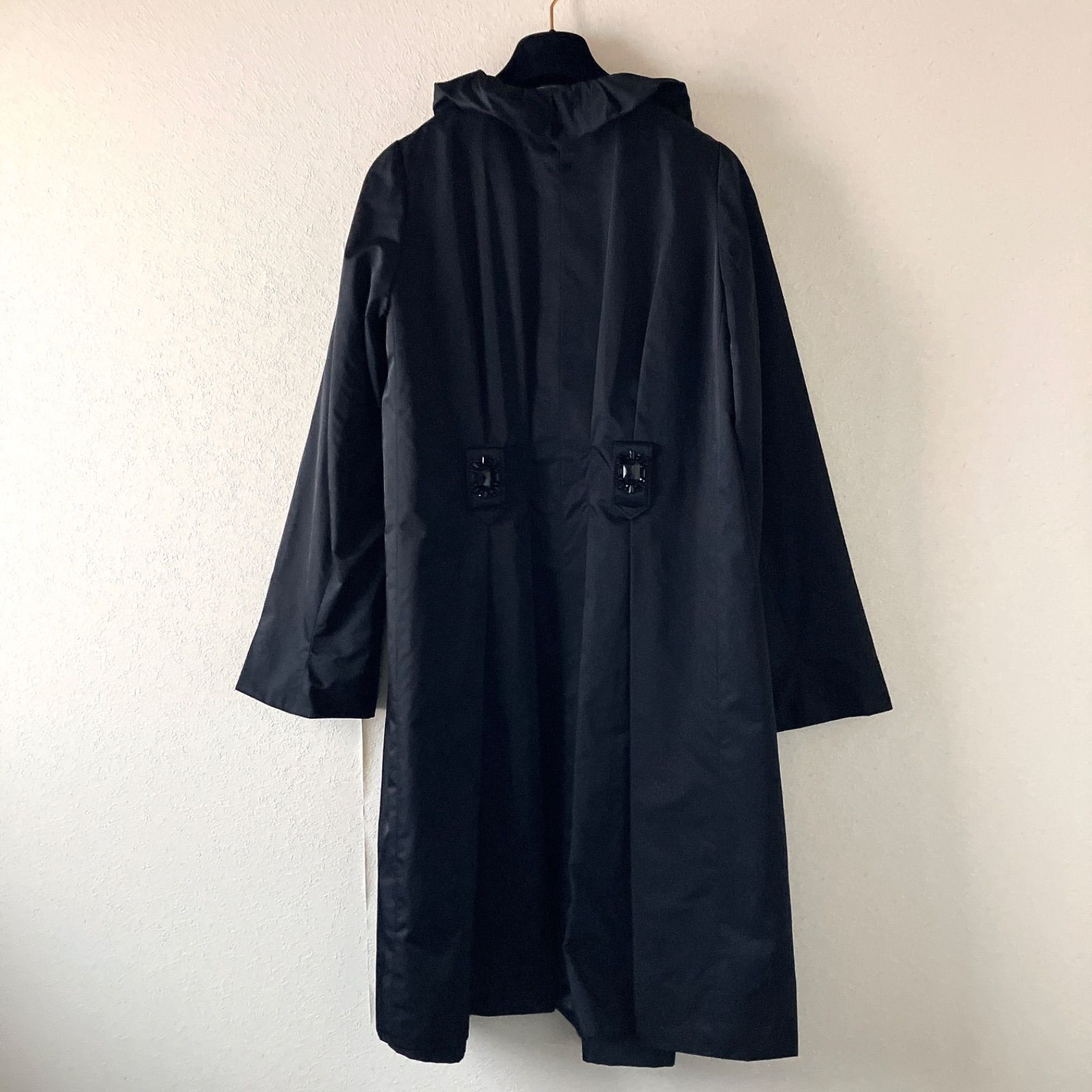 YUKI TORII ユキトリイ ロングコート 黒 立体襟 変形カラー 軽やか羽織