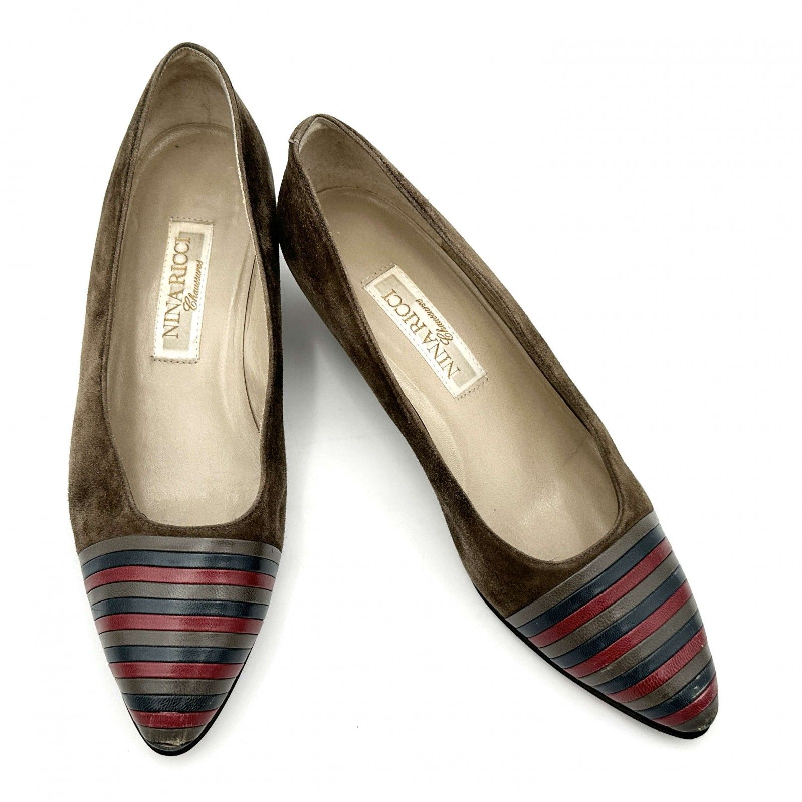 NINA RICCI パンプス スエード カップトゥ ブラウン 351T - メルカリ