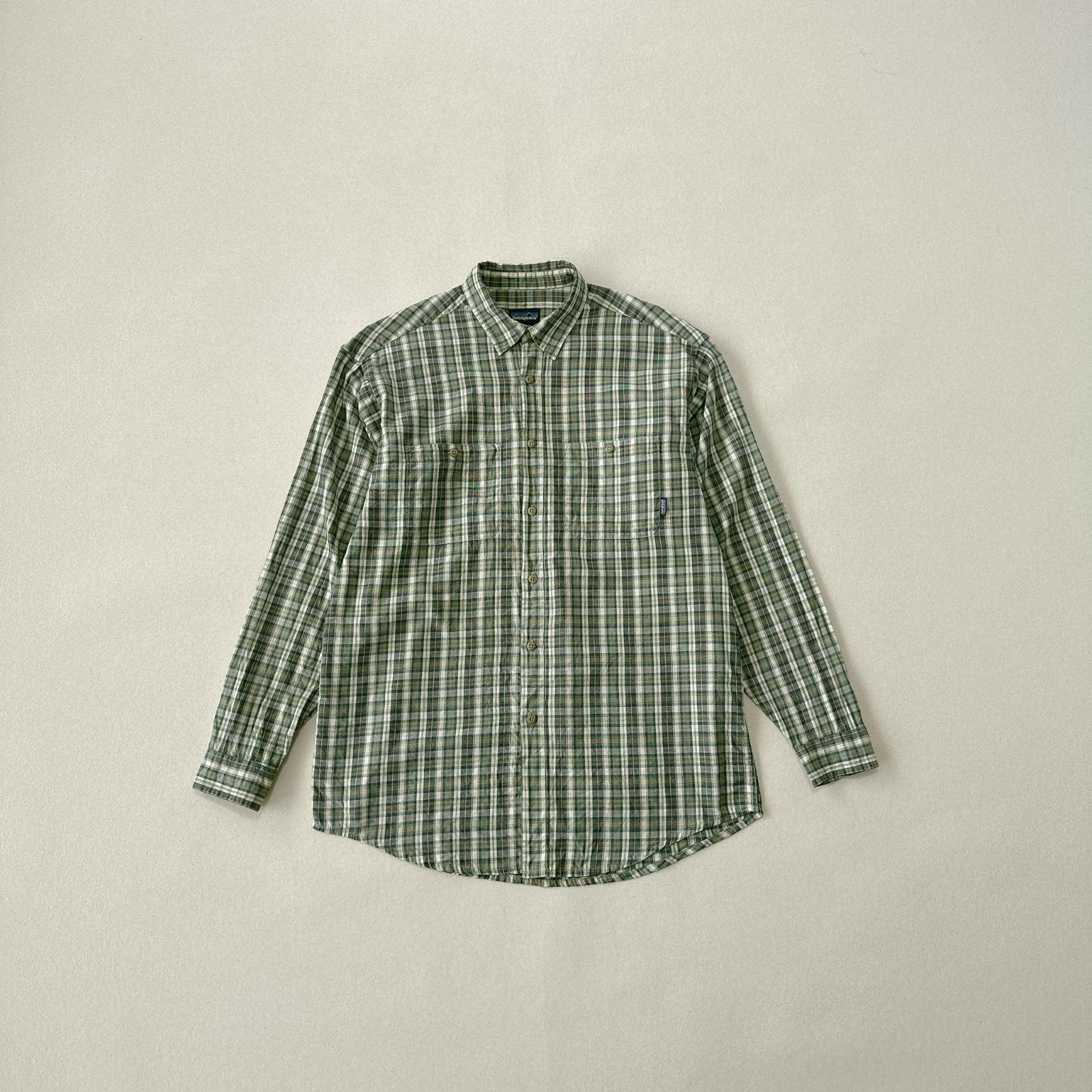90 s Patagonia ポルトガル製 オーガニックコットン チェックシャツ 長袖ワークシャツ メンズ M 旧タグ USA古着