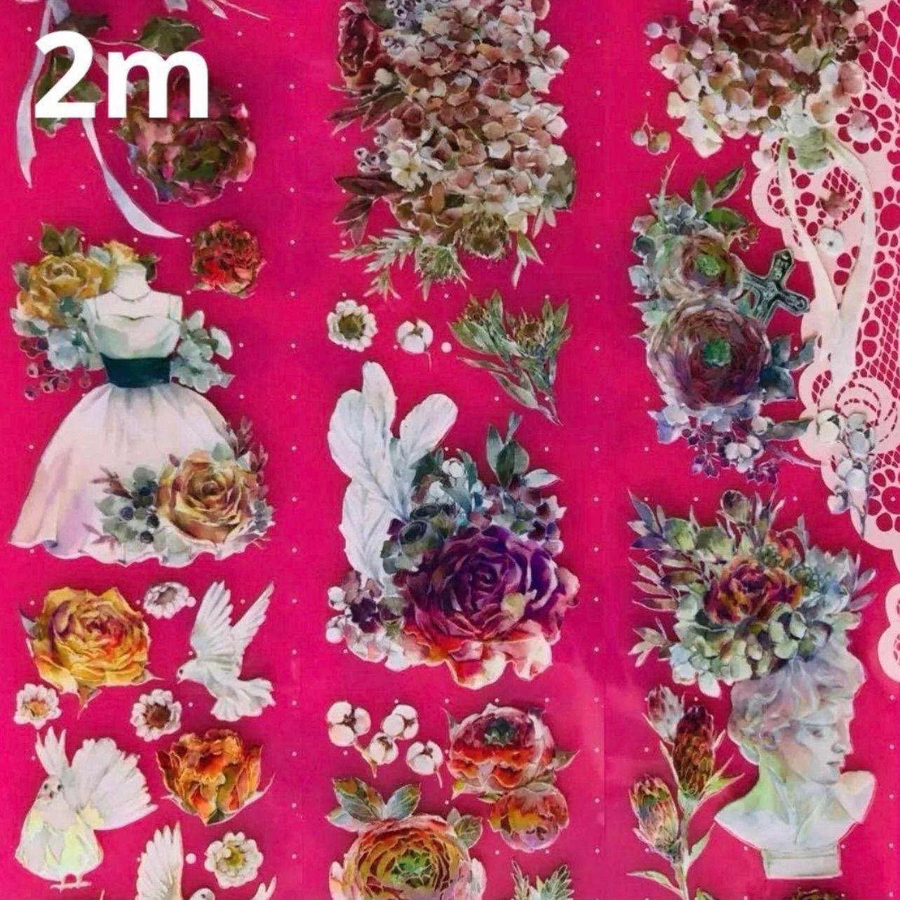 809 虹光 6cm×2m 落晖 半端巻き 海外マスキングテープ 海外マステ 花