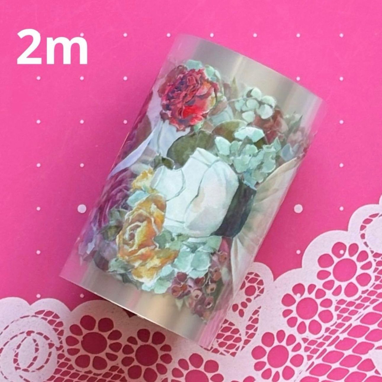 809 虹光 6cm×2m 落晖 半端巻き 海外マスキングテープ 海外マステ 花