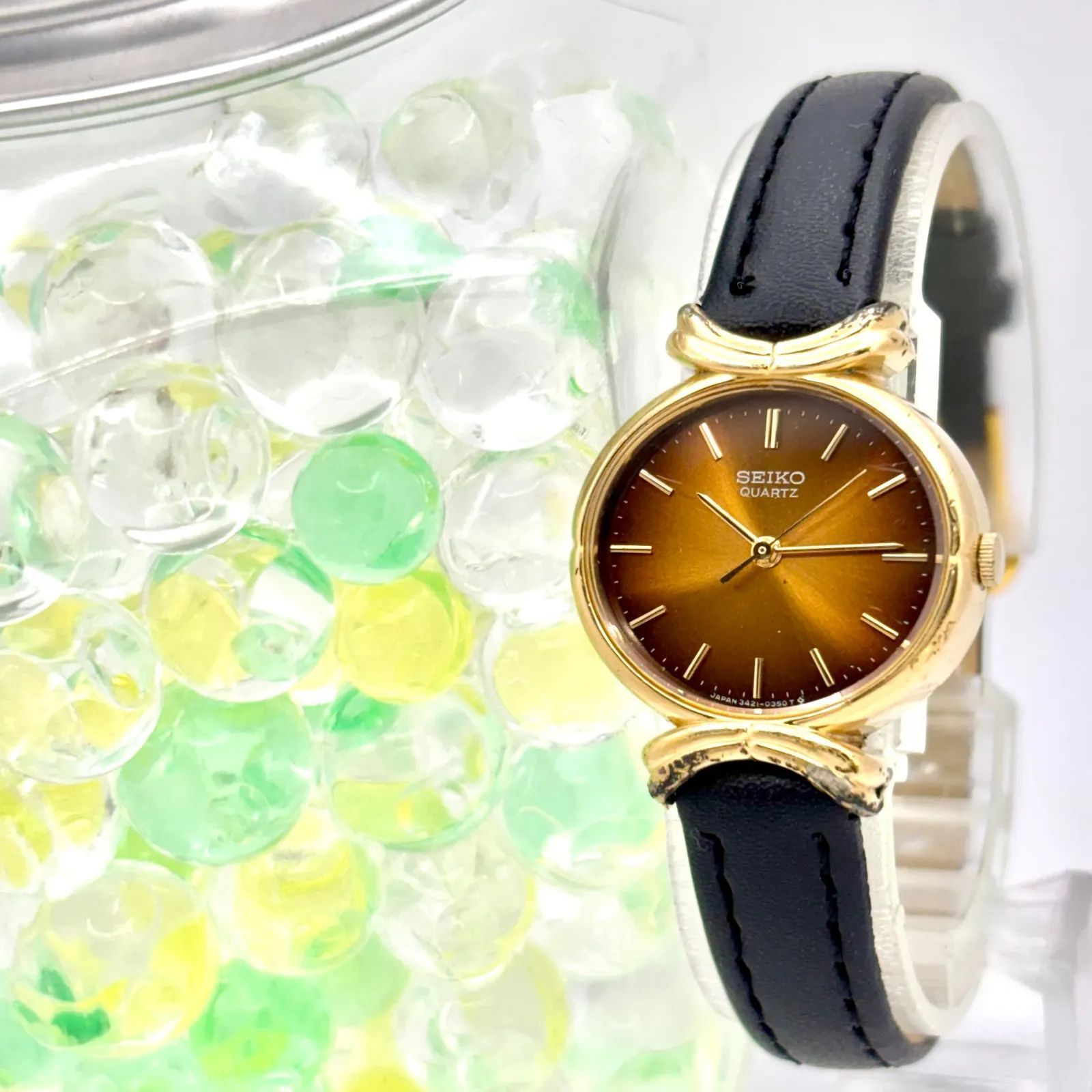 新品電池】SEIKO セイコー レディース 腕時計 オレンジ ゴールド 3421