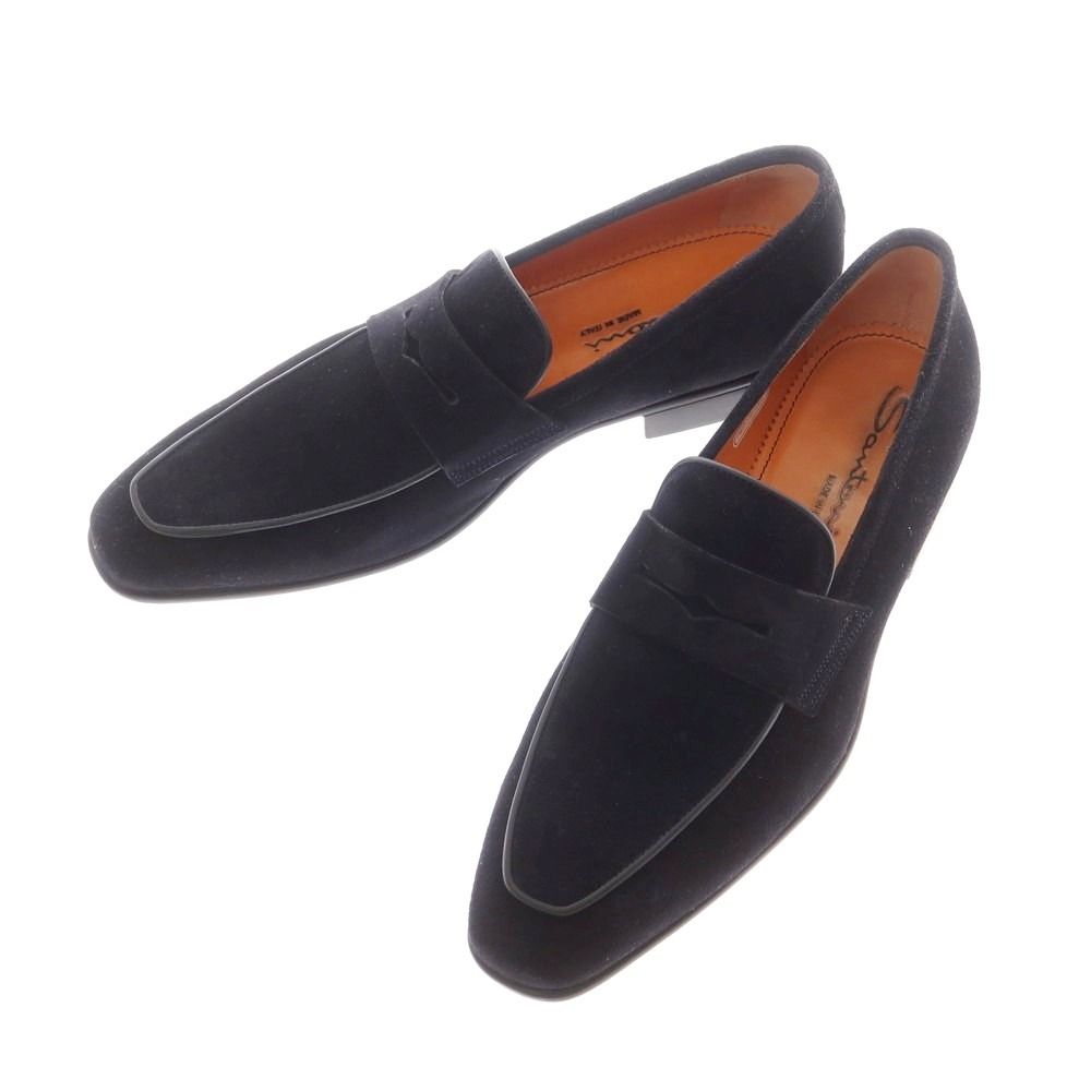 サントーニ Santoni スエード コインローファー ネイビー サイズUK 5 メンズ