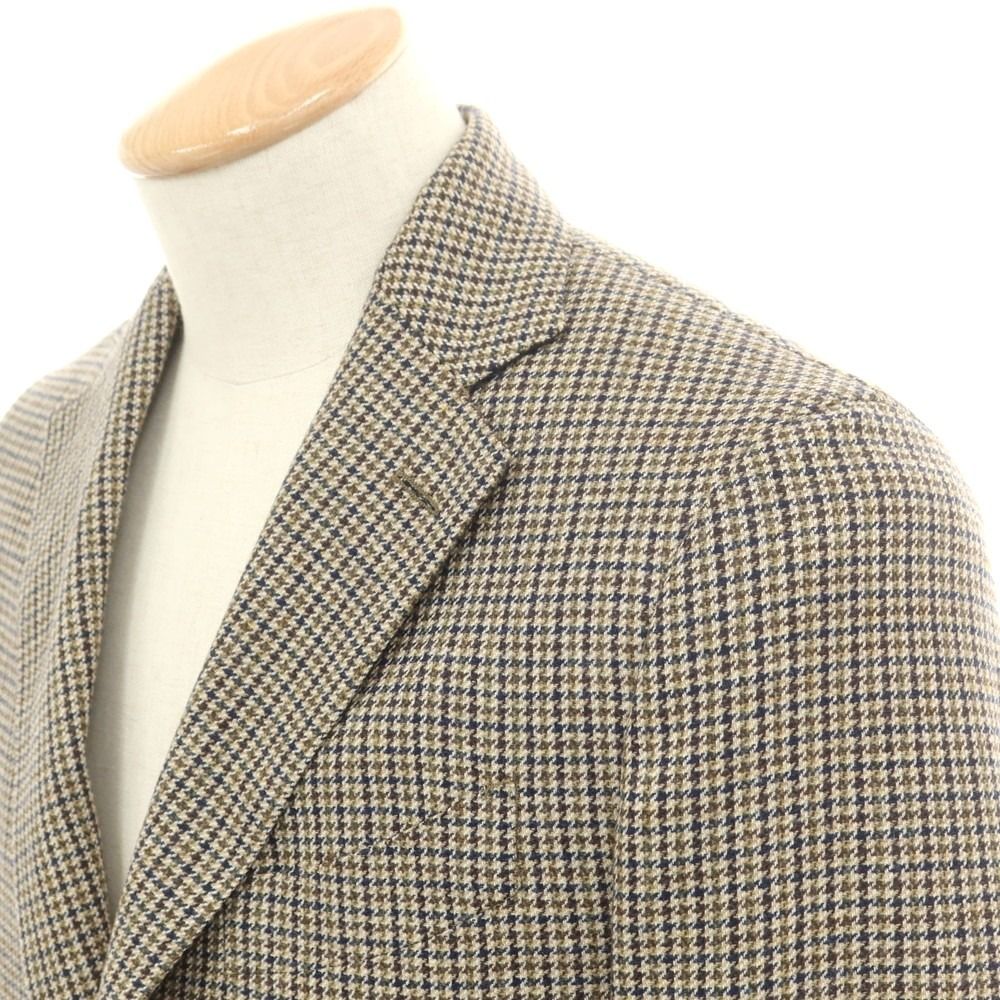 未使用級 LARDINI 春夏 テーラード ガンクラブチェック ブラウン 48