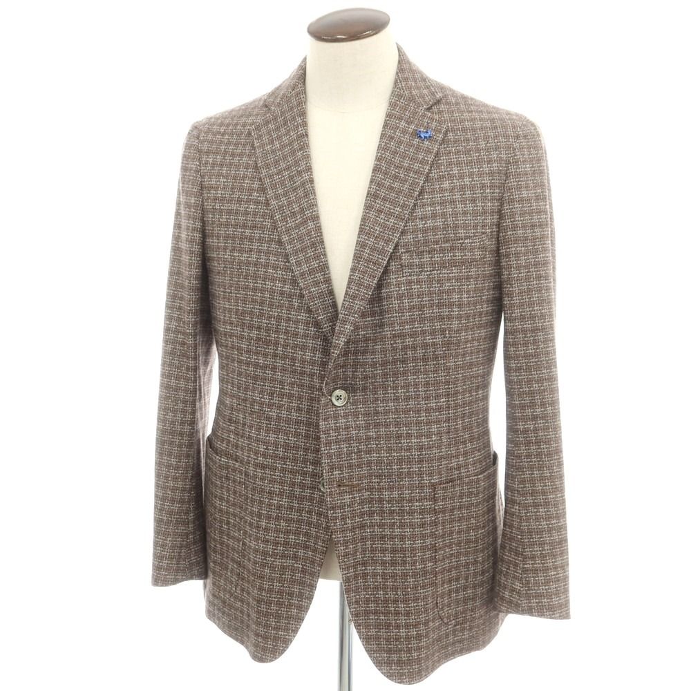 【中古】トンボリーニ TOMBOLINI ウールコットン テーラードジャケット ブラウンxグレー【サイズ54】【メンズ】