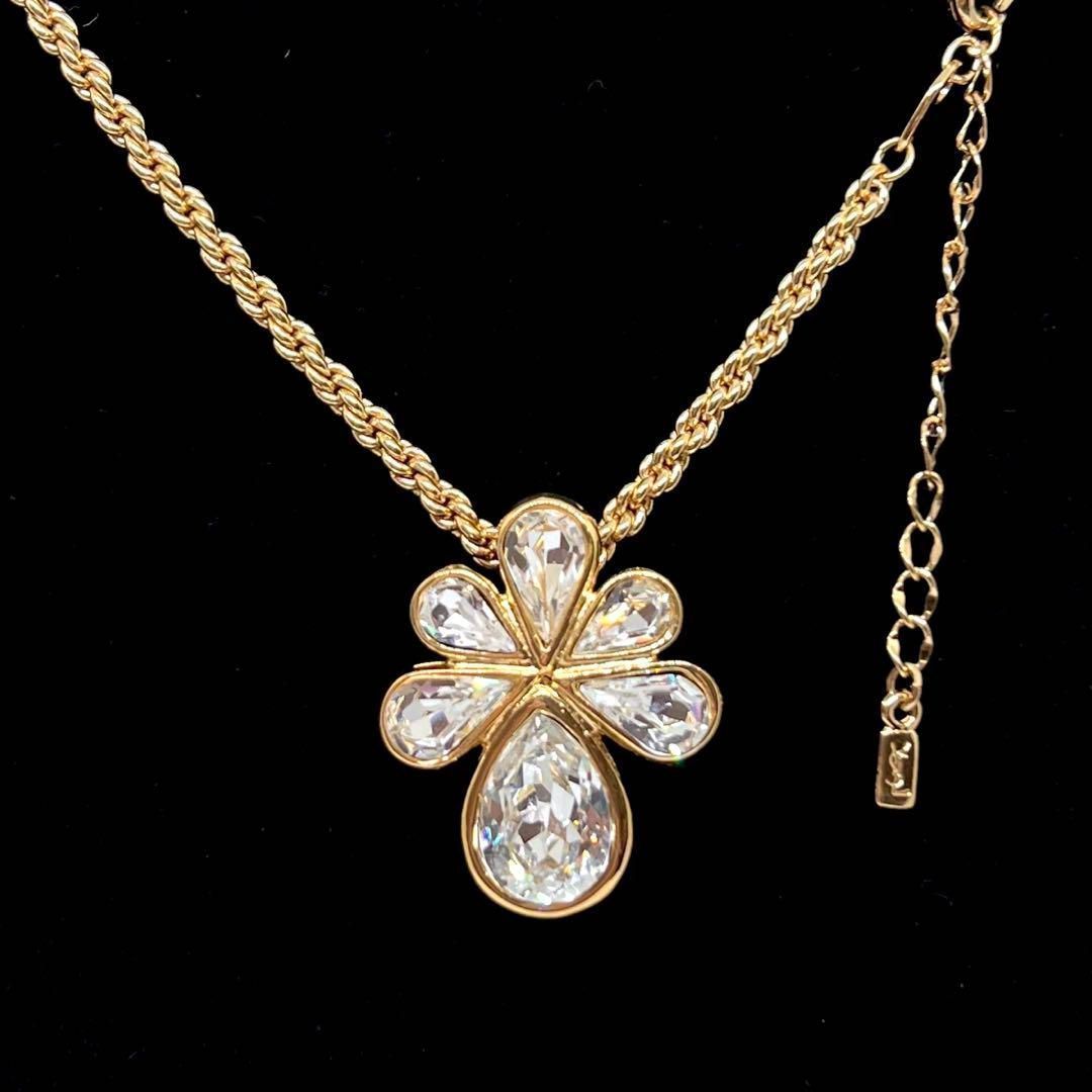 【希少】イヴサンローラン フラワー ネックレス ヴィンテージ 美品☆YVES SAINT LAURENT イヴサンローラン ネックレス フラワー