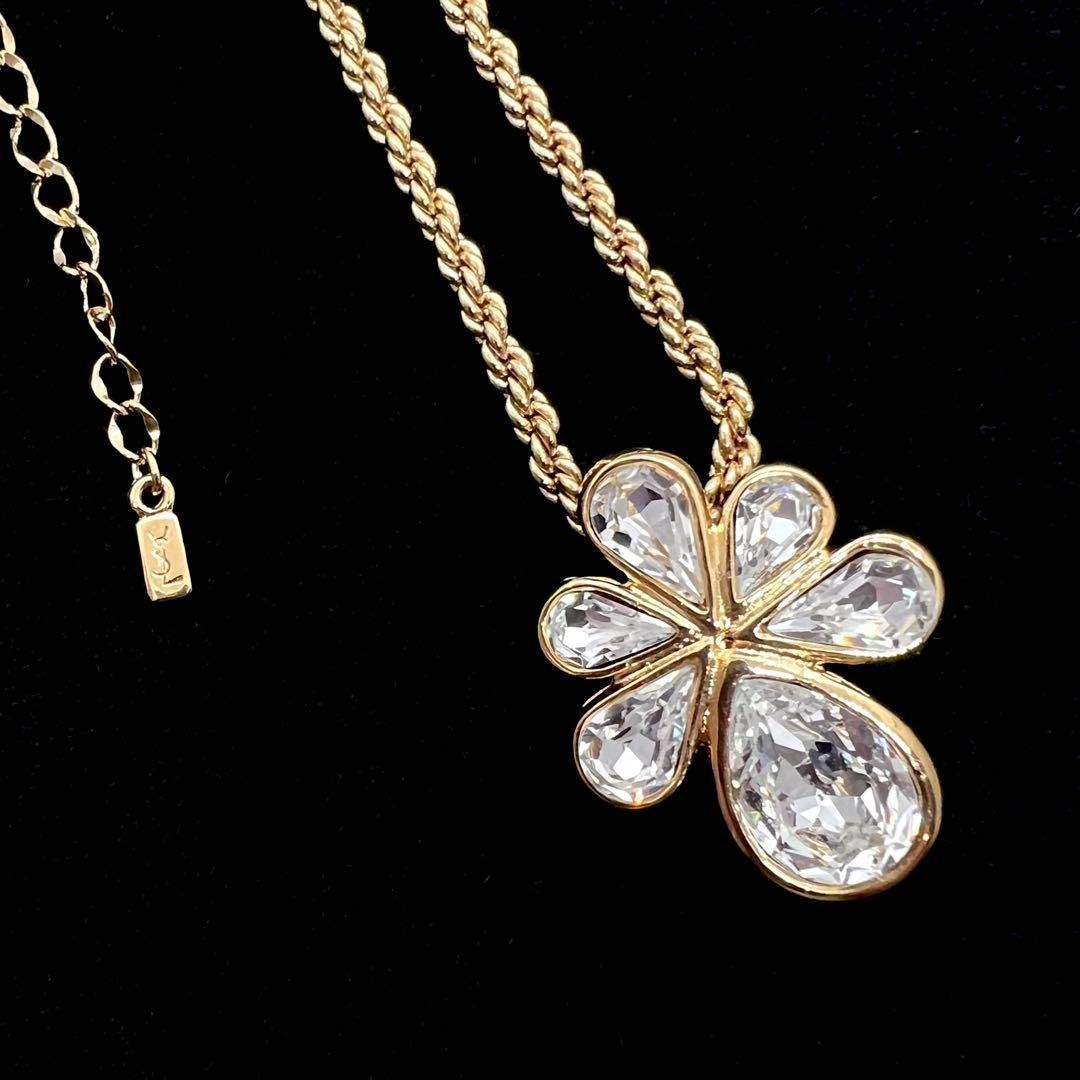 【希少】イヴサンローラン フラワー ネックレス ヴィンテージ 美品☆YVES SAINT LAURENT イヴサンローラン ネックレス フラワー