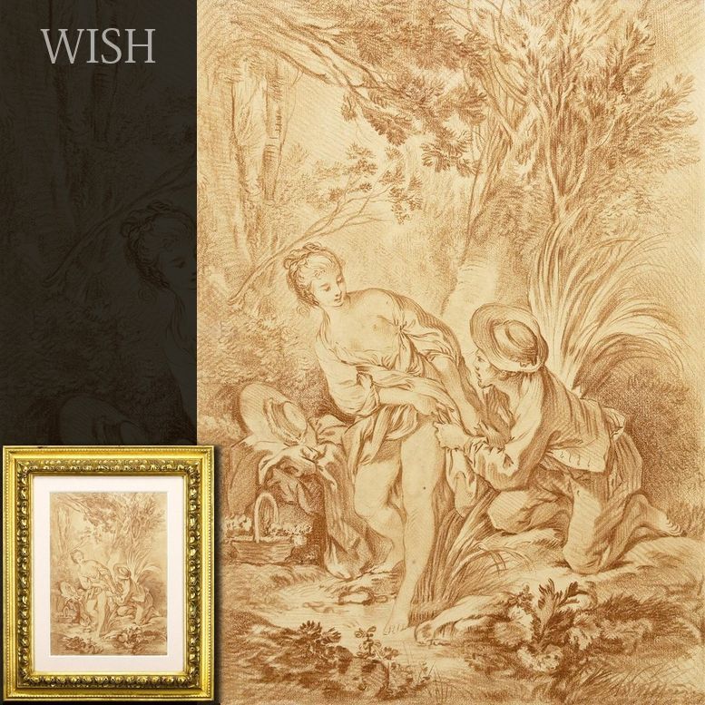 真作 WISH フランソワ ブーシェ Francois Boucher La baigneuse surprise リトグラフ 驚きのバスタイム