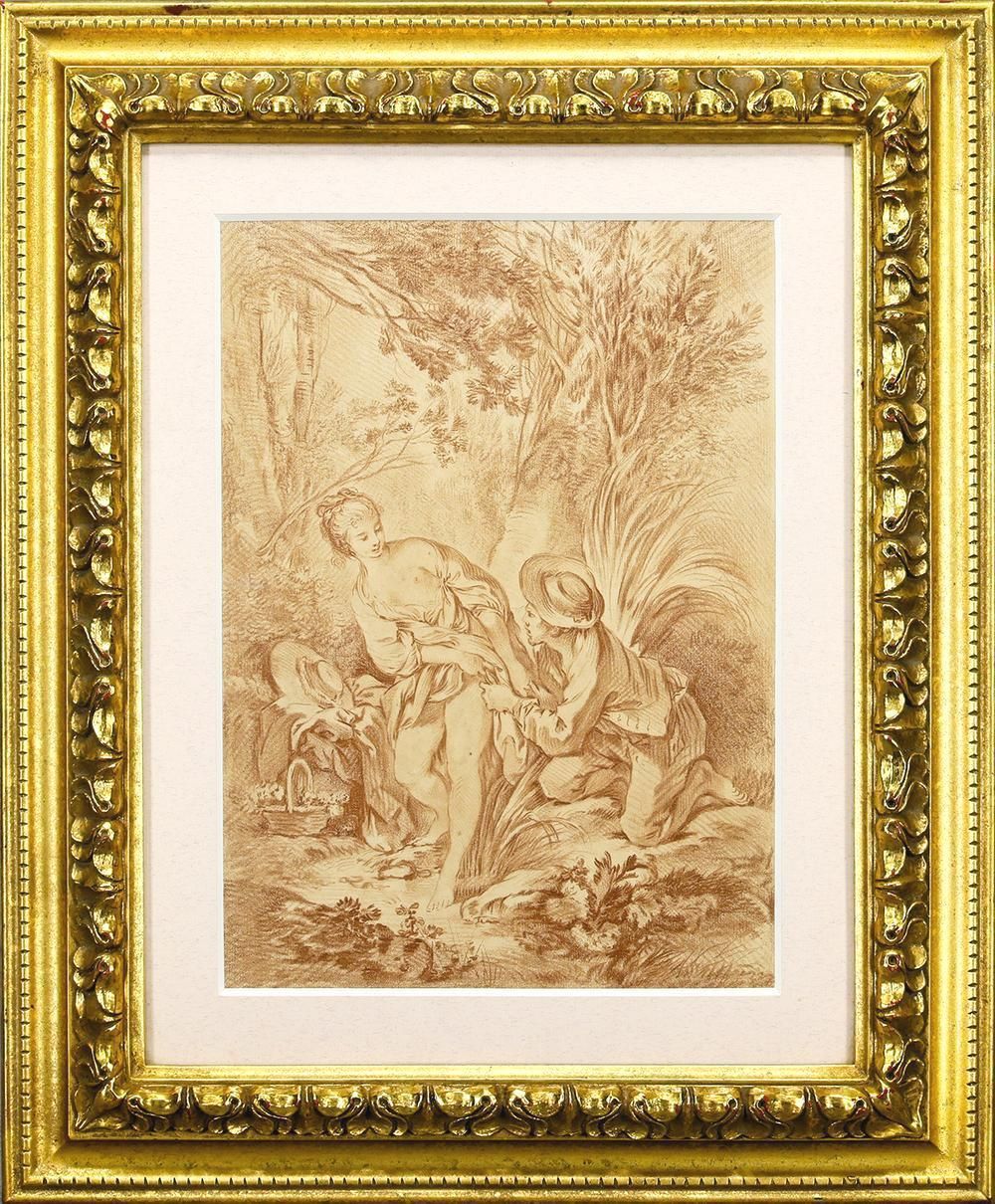 真作 WISH フランソワ ブーシェ Francois Boucher La baigneuse surprise リトグラフ 驚きのバスタイム