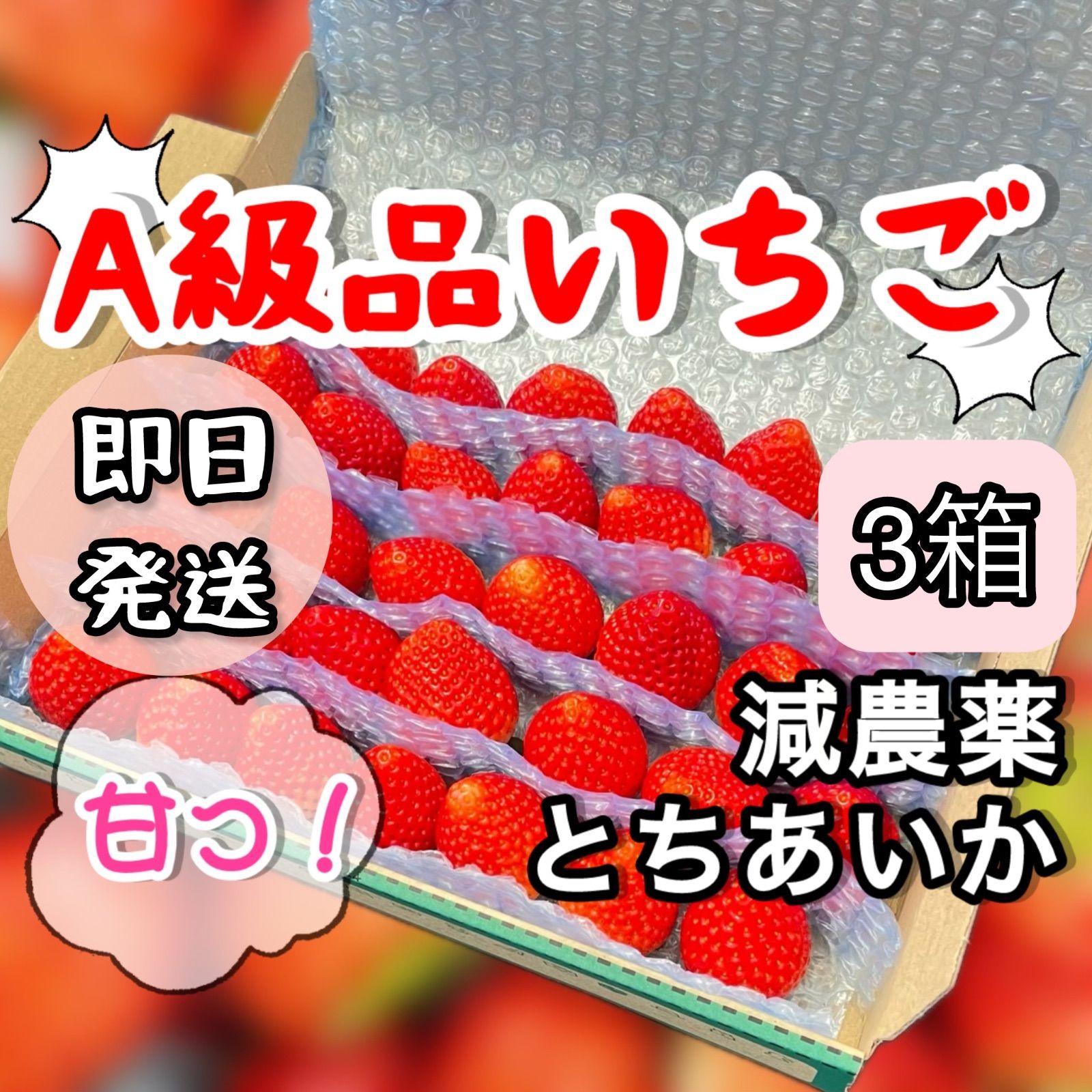 朝採れ減農薬いちご とちあいか 3箱 - メルカリ