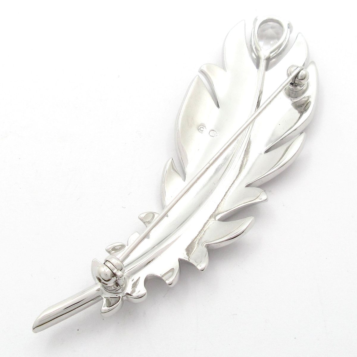 SWAROVSKI スワロフスキー ブローチ - シルバー×クリア フェザー 羽