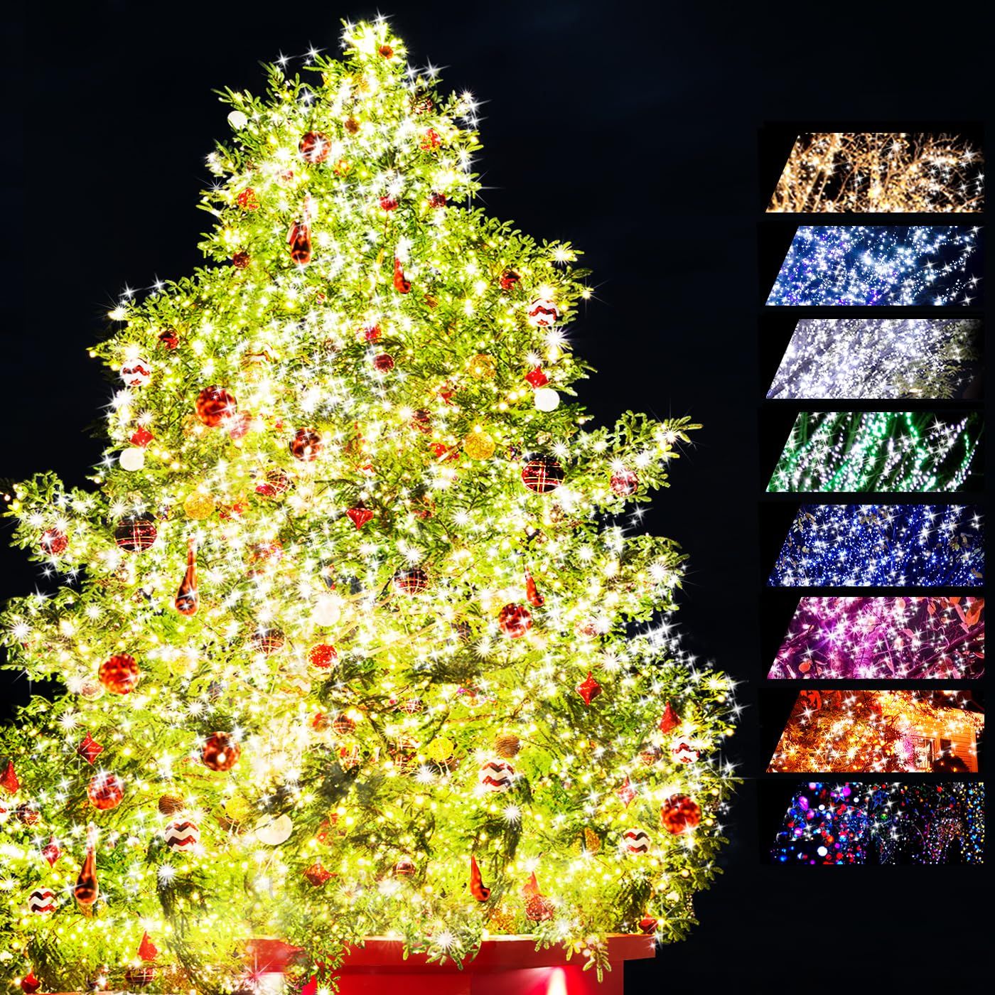 日本市場向け ホテル装飾の輝き 丈夫 屋外 イベント 展示会 イルミネーション 高輝度 防水 省エネ LED 200球 イルミネーションライト 全8パターン 点灯記憶装置 メモリー機能 約20 m ブルー＆ホワイト