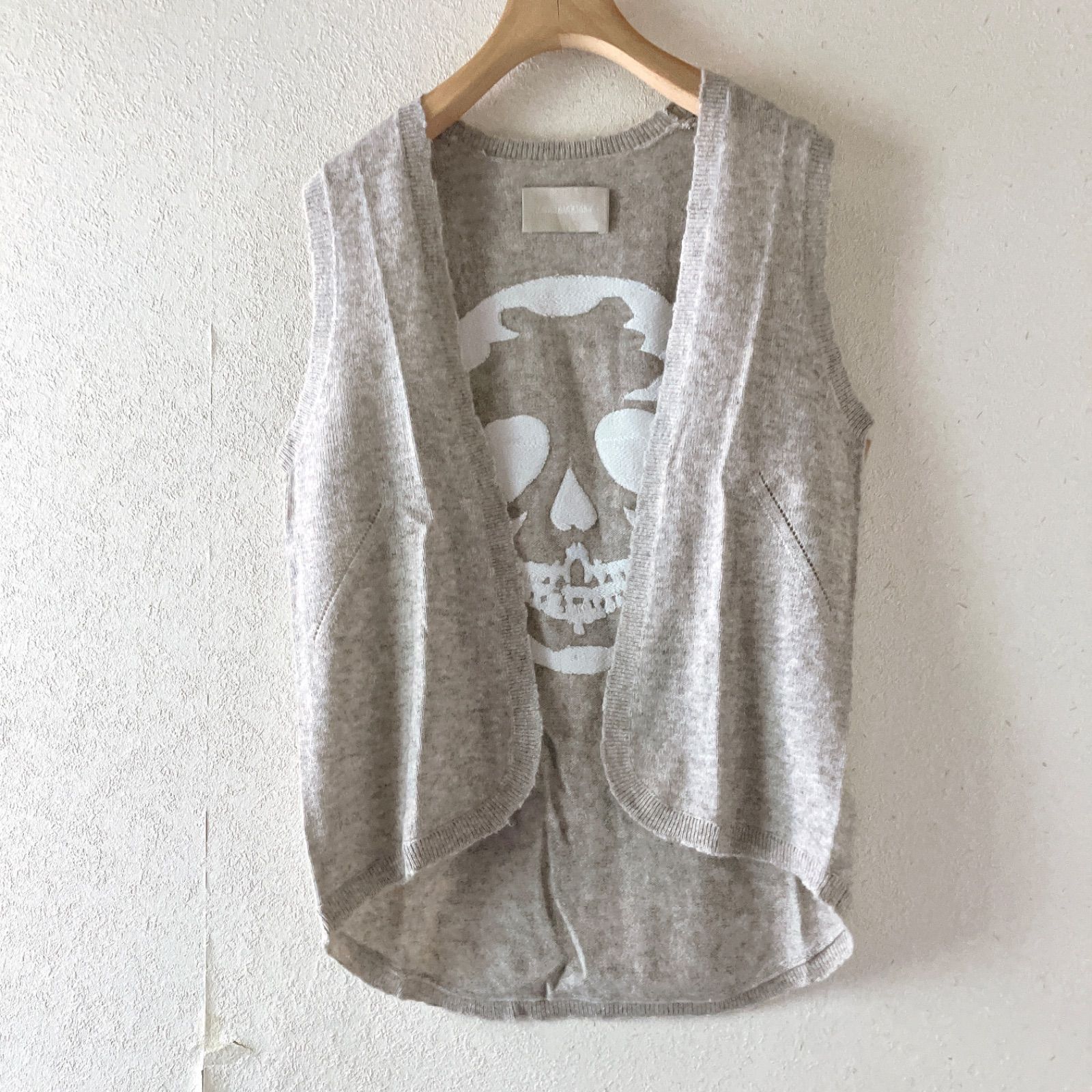 ZADIG- スカル柄 カシミヤ ニットベスト グレー XS ザディグエヴォルテール レイヤード ノースリーブ 素材定価 34 650円
