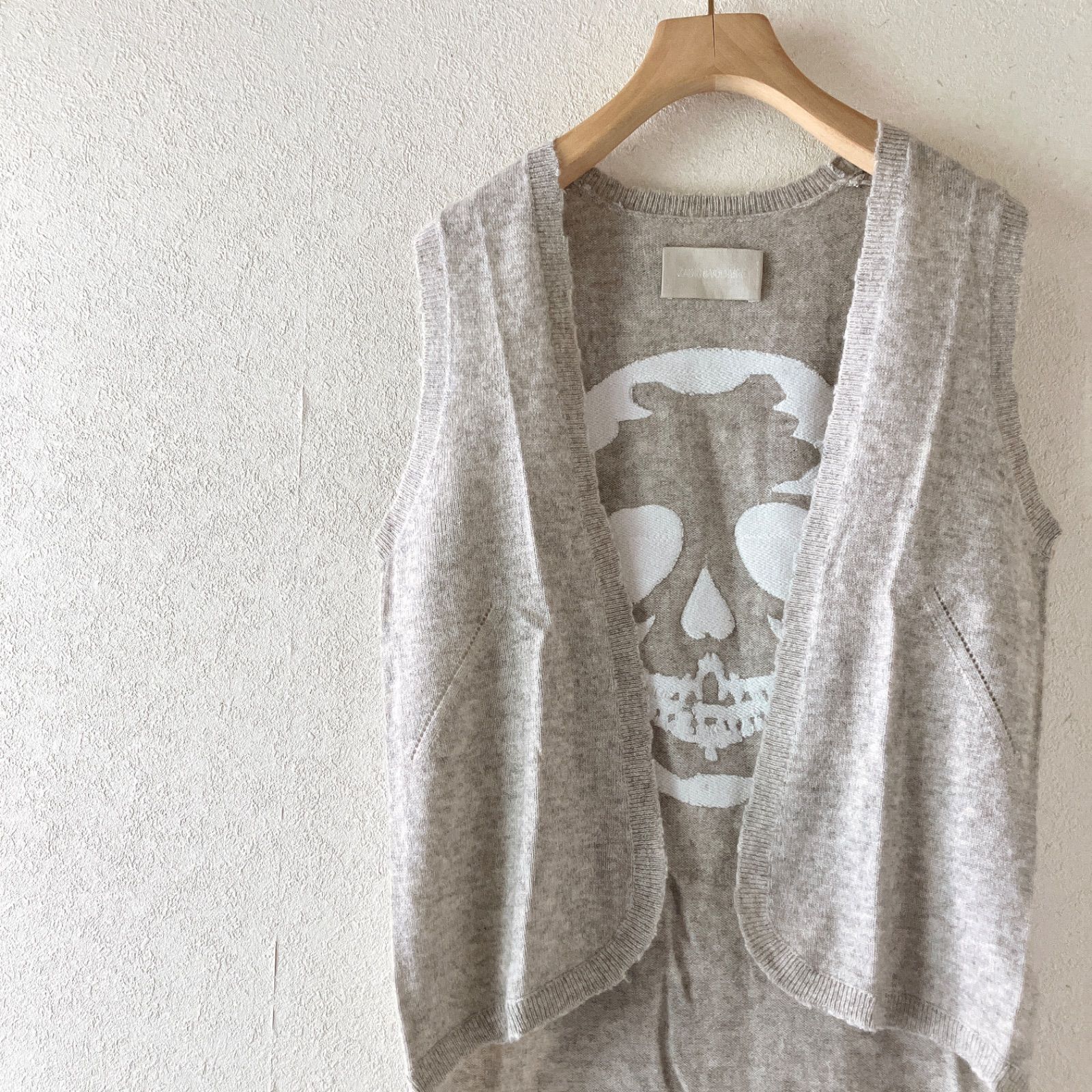 ZADIG- スカル柄 カシミヤ ニットベスト グレー XS ザディグエヴォルテール レイヤード ノースリーブ 素材定価 34 650円