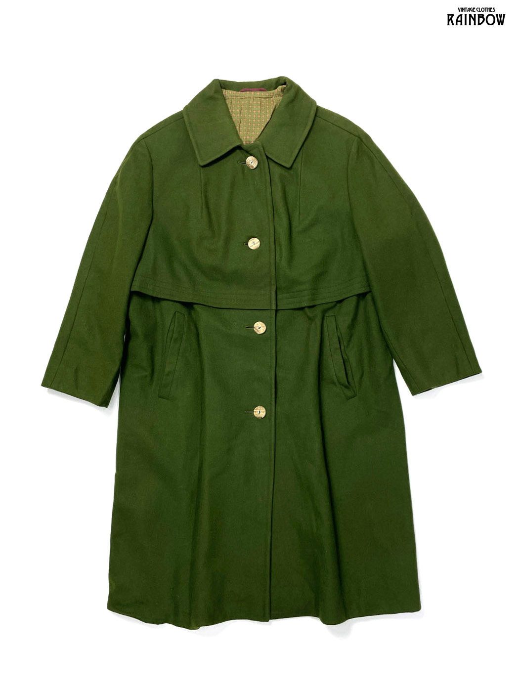 古着 無地 ピュアウール 長袖 アウター ヘビーコート モスグリーン ttu 2510252