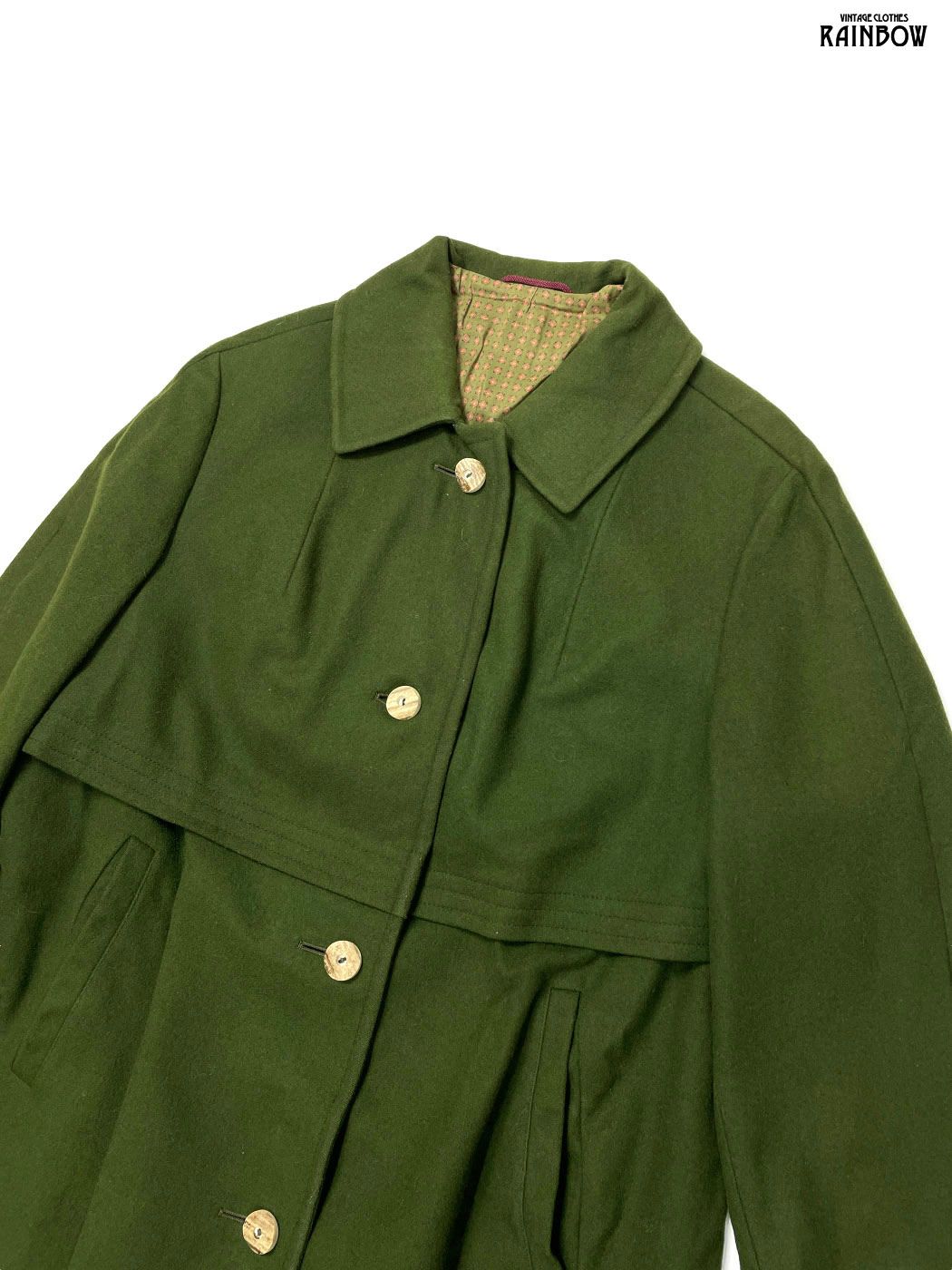 古着 無地 ピュアウール 長袖 アウター ヘビーコート モスグリーン ttu 2510252