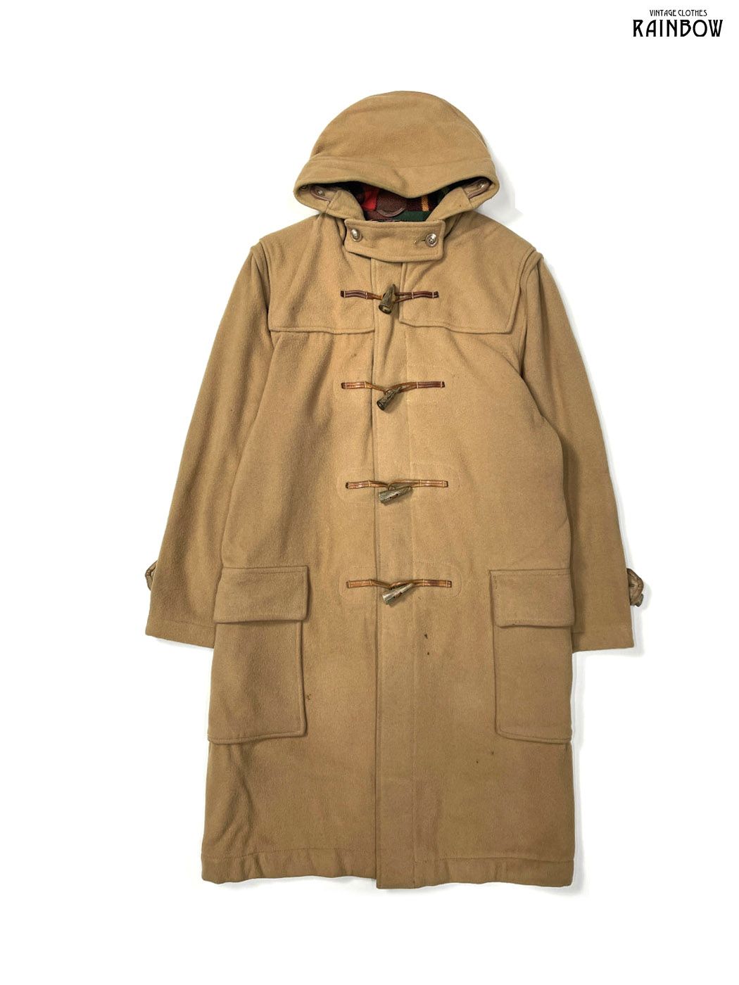 古着 gloverall イングランド製 前開き 無地 ウール 長袖 アウター ダッフルコート ヘビーコート ベージュ ttu 2511049