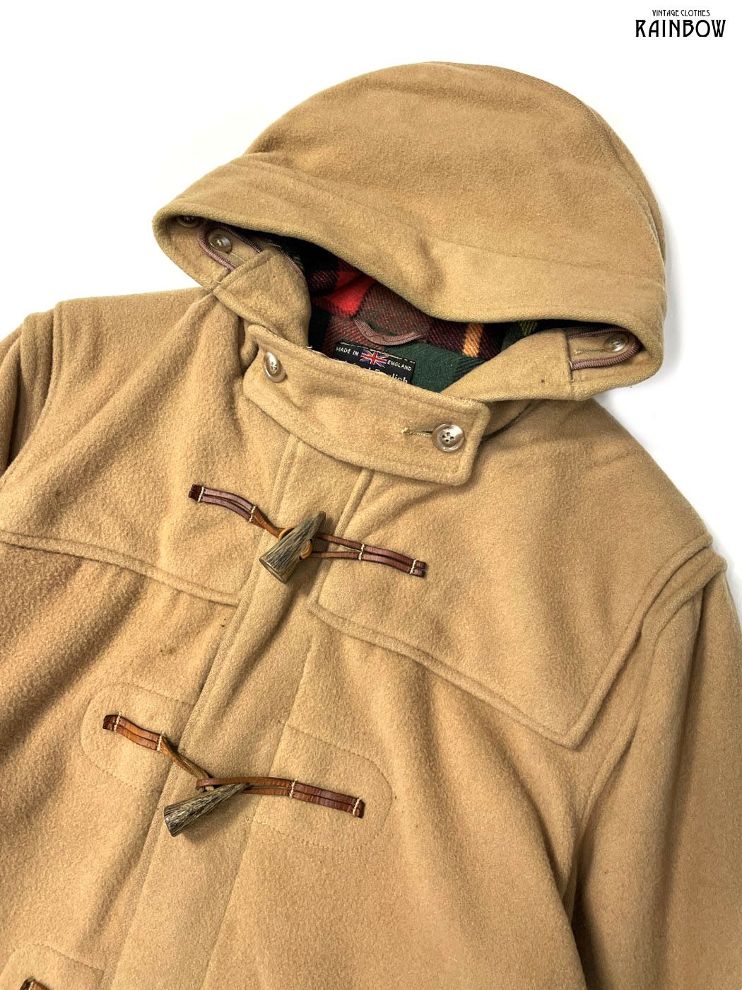 古着 gloverall イングランド製 前開き 無地 ウール 長袖 アウター ダッフルコート ヘビーコート ベージュ ttu 2511049