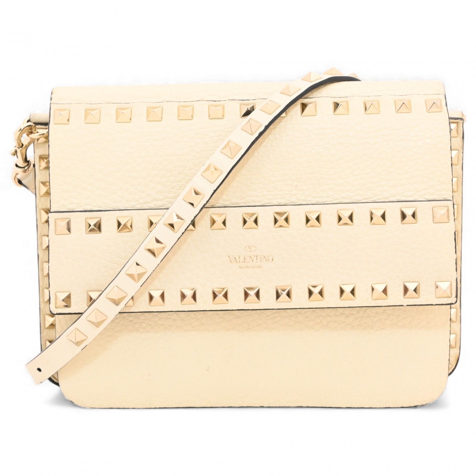 バレンティノ スタッズ ショルダーバッグ レザー Bランク va 6524 gh