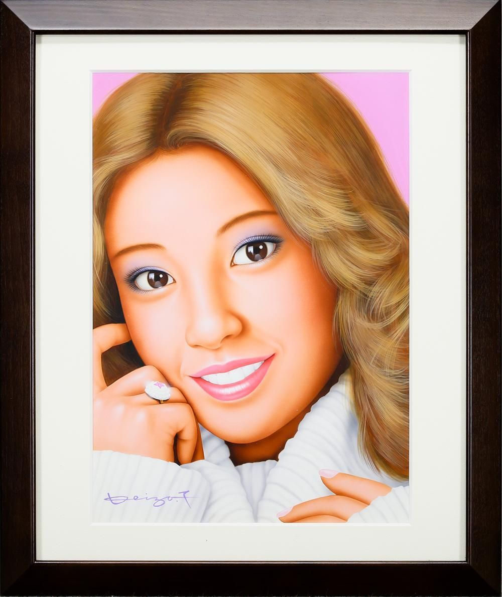 真作 WISH 塚本馨三 アクリル 明るい笑顔が魅力の現代美女を端正に表現 〇イラストレーター 絵本出版