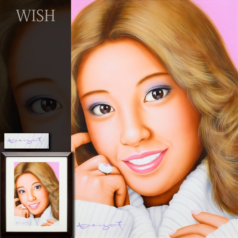 真作 WISH 塚本馨三 アクリル 明るい笑顔が魅力の現代美女を端正に表現 〇イラストレーター 絵本出版