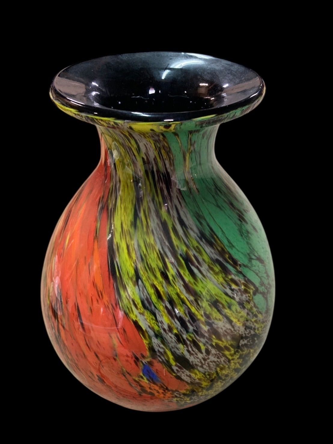 金箔入り カメイガラス製 マルチカラー ガラス花瓶﻿ 昭和レトロ カメイ