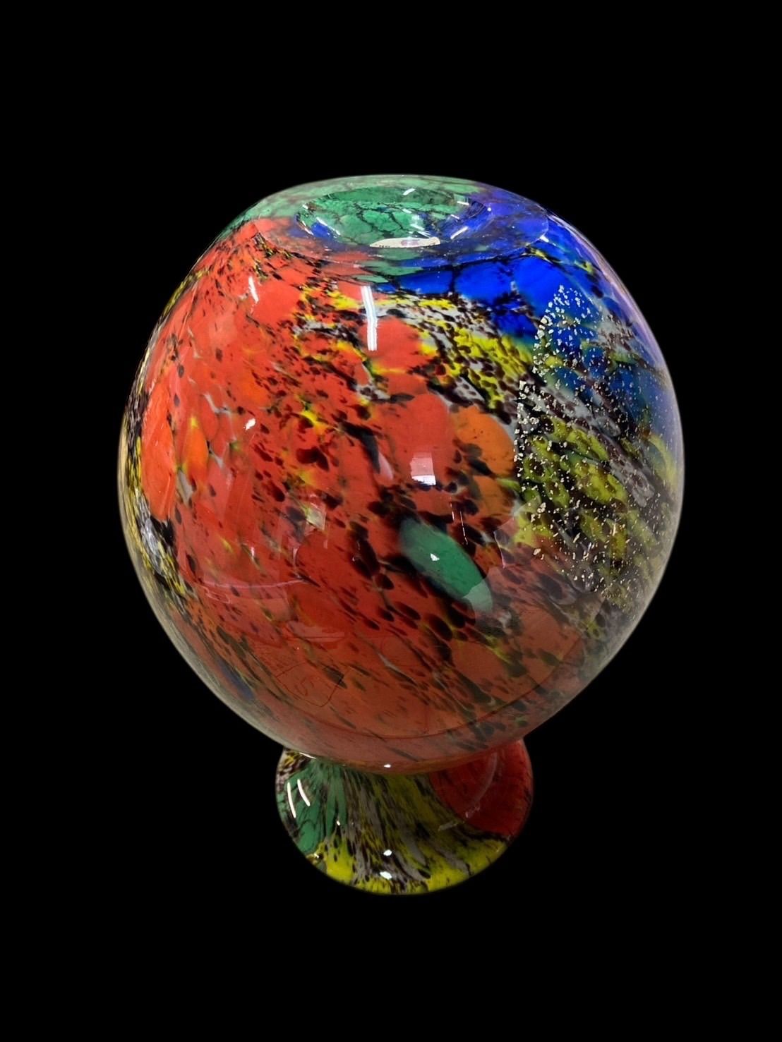 金箔入り カメイガラス製 マルチカラー ガラス花瓶﻿ 昭和レトロ カメイ