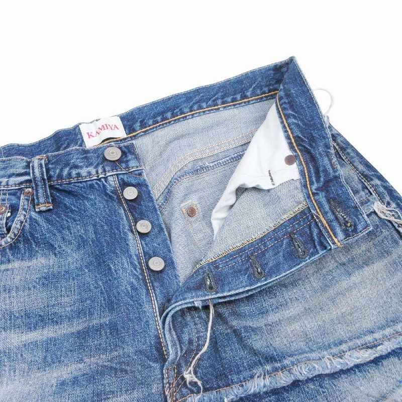 パンツ FULLCOUNT KAMIYA Switching Denim KAMIYA Switching Denim Wide Bermuda Pants FULL COUNT x KAMIYA