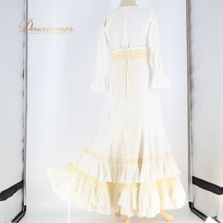 フラメンコ衣装、アイボリー、ツーピース フラメンコ 衣装 ツーピース セットアップ 白 アイボリー ボランテ