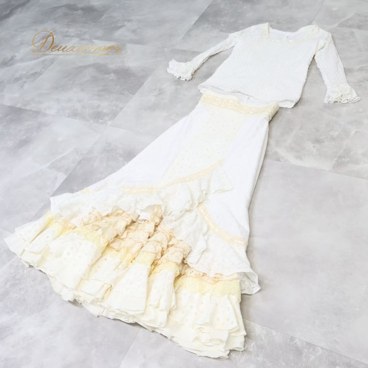 フラメンコ衣装、アイボリー、ツーピース フラメンコ衣装イベリアツーピースアイボリー