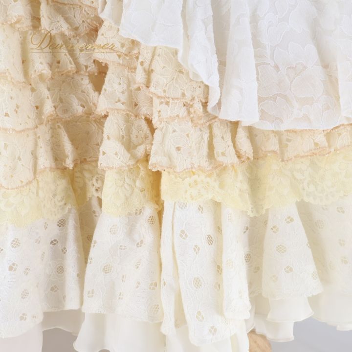 フラメンコ 衣装 ツーピース セットアップ 白 アイボリー ボランテ