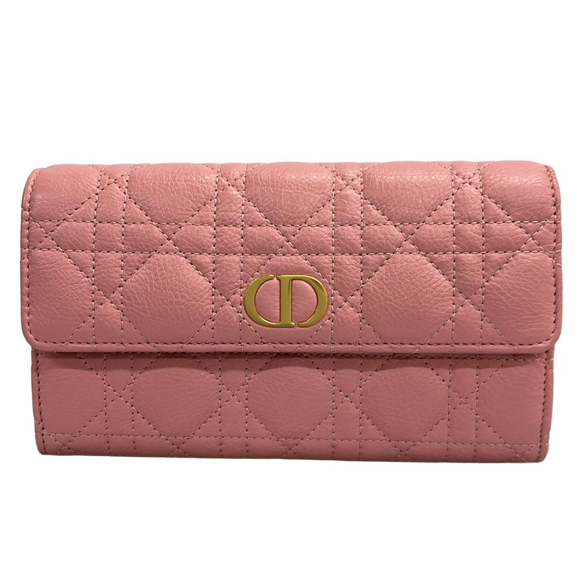 DIOR ChristianDior ディオール クリスチャンディオール 長財布 ディオールカロ ピンク レザー