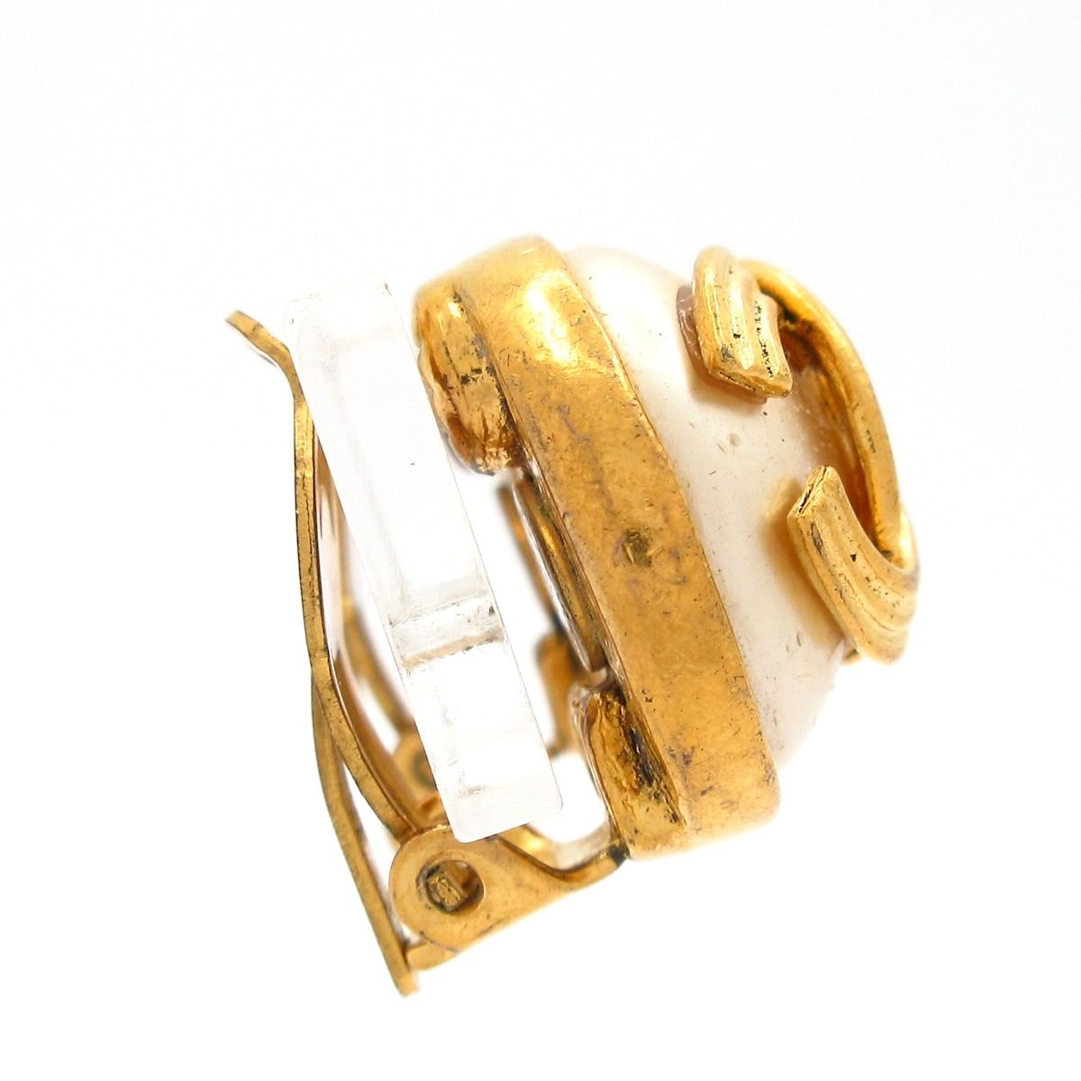 CHANEL シャネル イヤリング - ゴールド×白 ココマーク パール