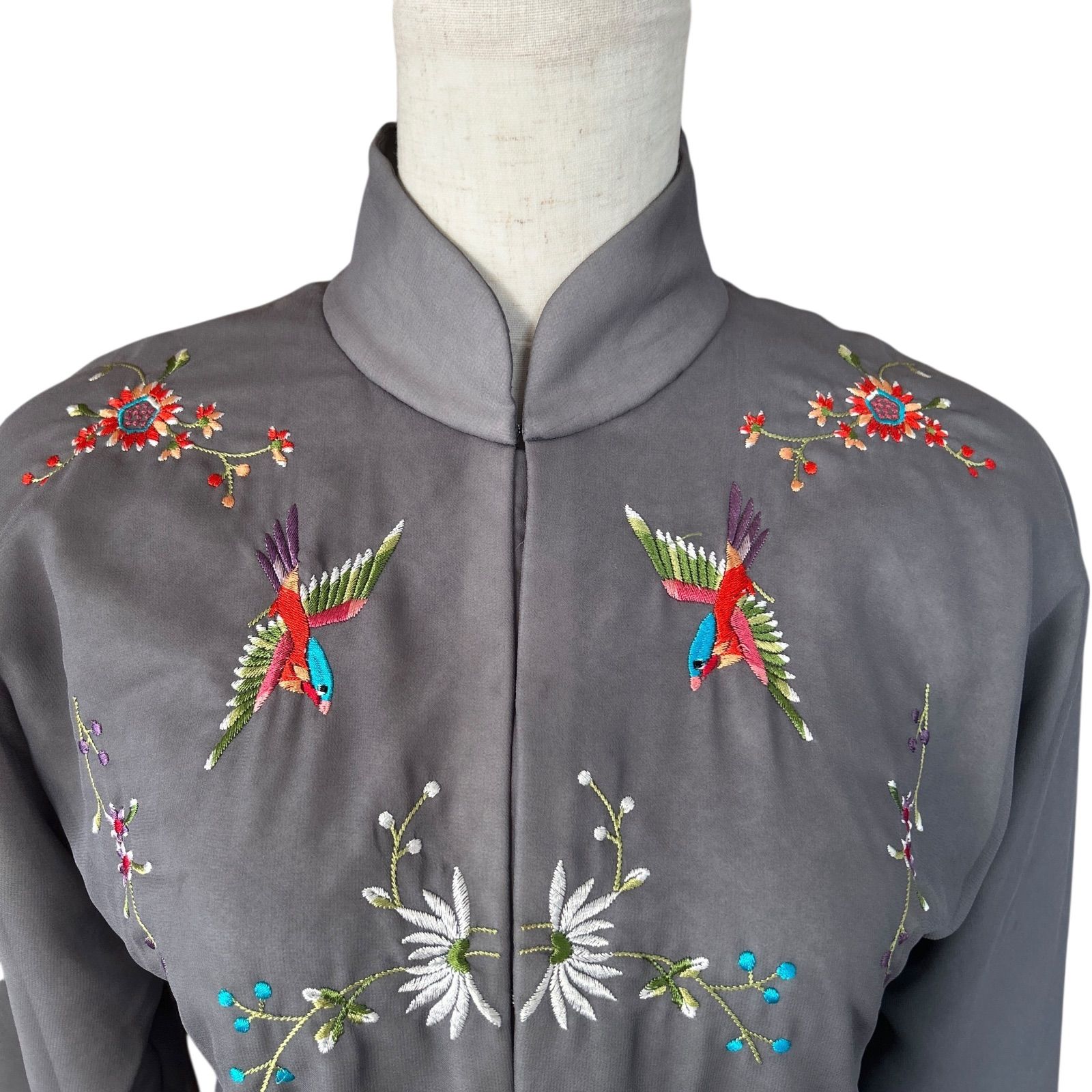 tricot COMME des GARÇONS トリココムデギャルソン 中綿入り マオ シャツジャケット ブラウス シフォン 刺繍 エンブロイダリー