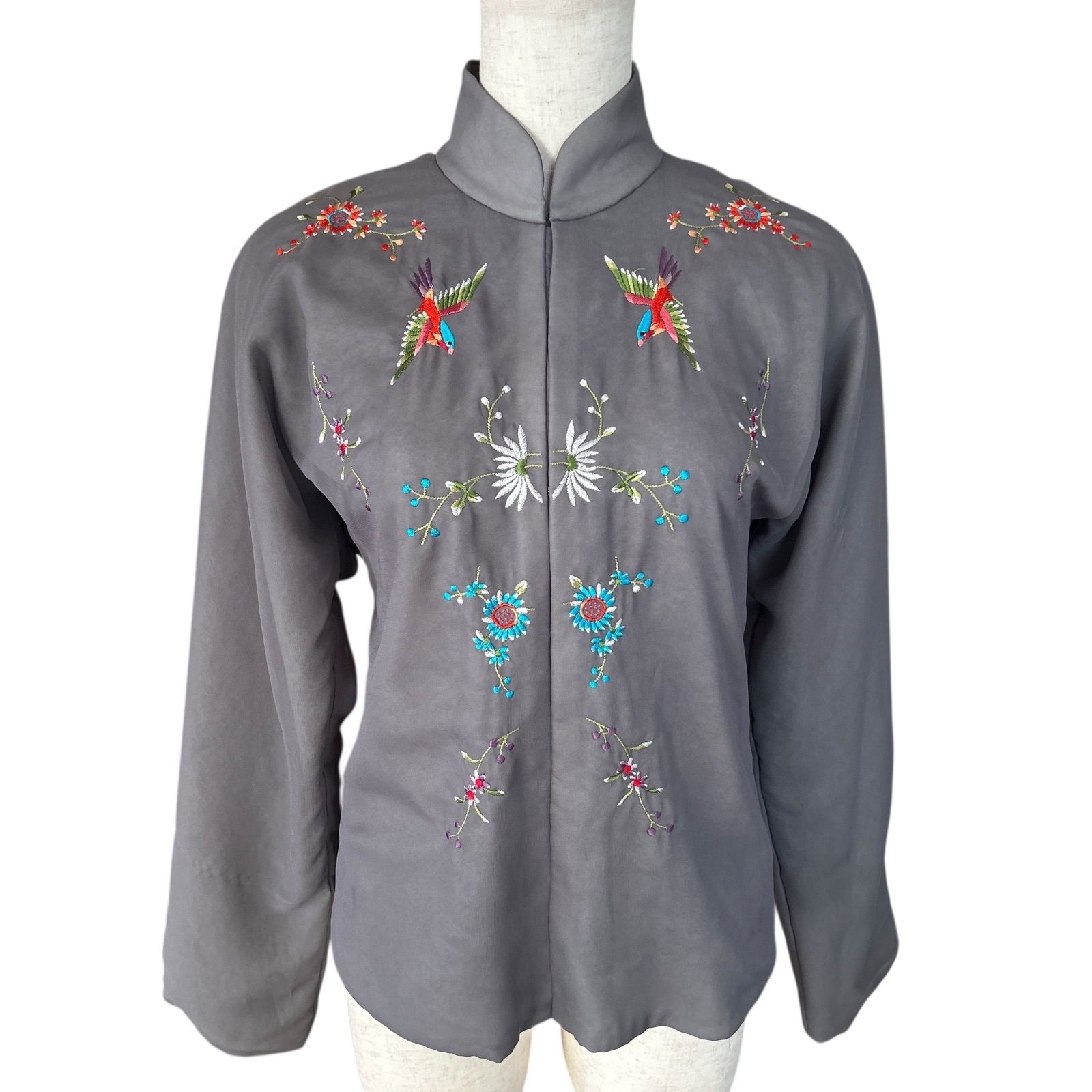 tricot COMME des GARÇONS トリココムデギャルソン 中綿入り マオ シャツジャケット ブラウス シフォン 刺繍 エンブロイダリー