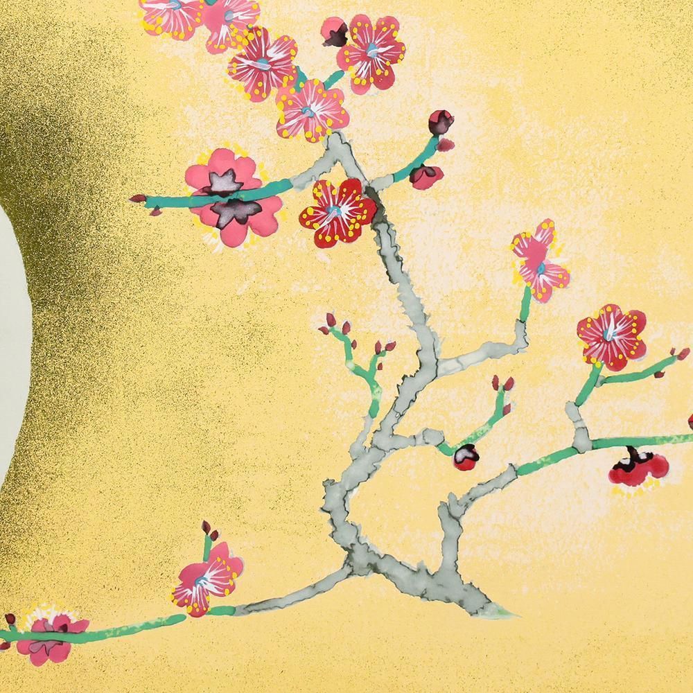 真作】【WISH】小倉遊亀「白磁と紅梅」リトグラフ 約10号 1997年作 本