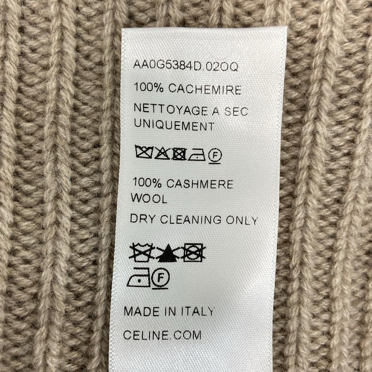  CELINE セリーヌ ニット帽 TU トリオンフ .02 OQ ベージュ カシミヤ ニット帽 ビーニー 帽子