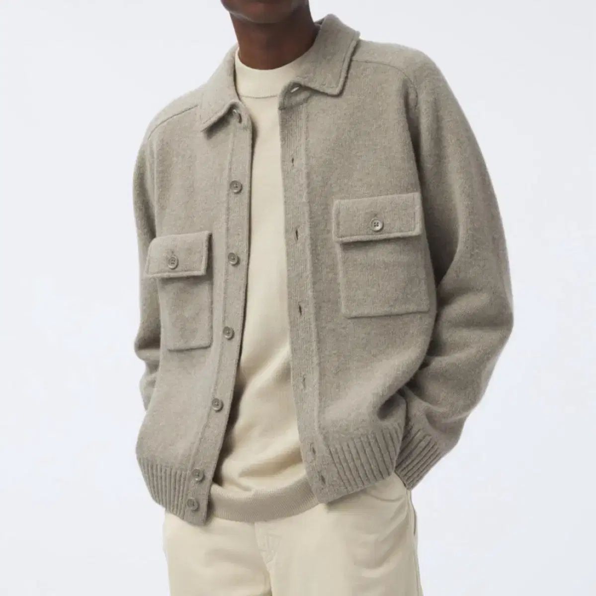 XL ユニクロ U ラムウール ニット カーディガン グリーン