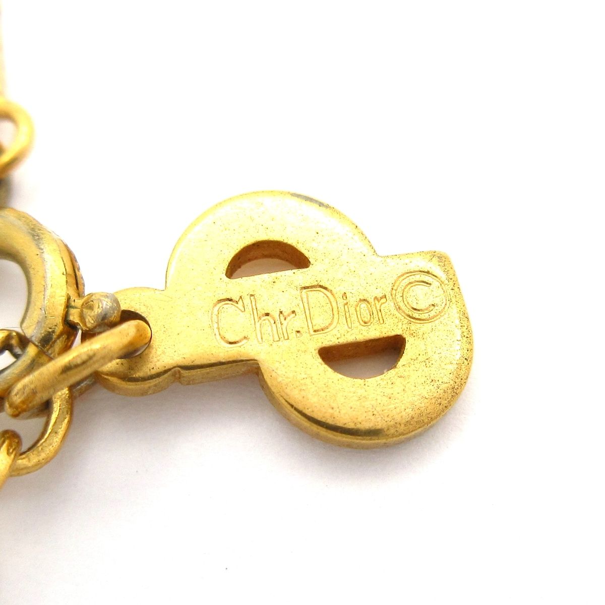  DIOR ChristianDior ディオール クリスチャンディオール ネックレス ゴールド 黒 クリア ロゴプレート ネックレス アクセサリー