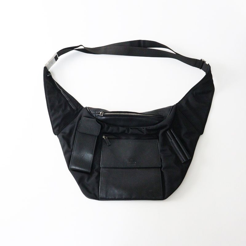 Archives GUCCI by Tom Ford Leather canvas combi body bag ｜Black 