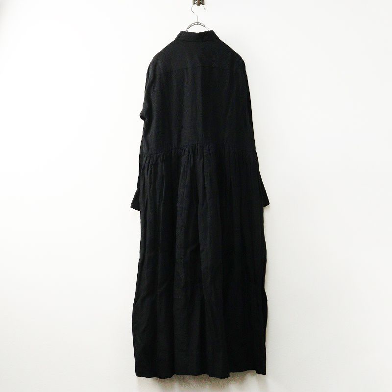 マンズテーラー R-D.M.Co- リネンシャツドレス M ブラック┃黒 ギャザーワンピース 麻