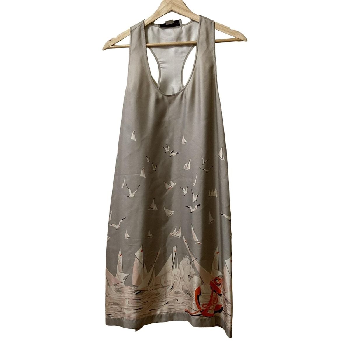 ステラマッカートニー ワンピース サイズ40 L レディース - ベージュ×ライトピンク×マルチ ノースリーブ ひざ丈 シルク ヨット