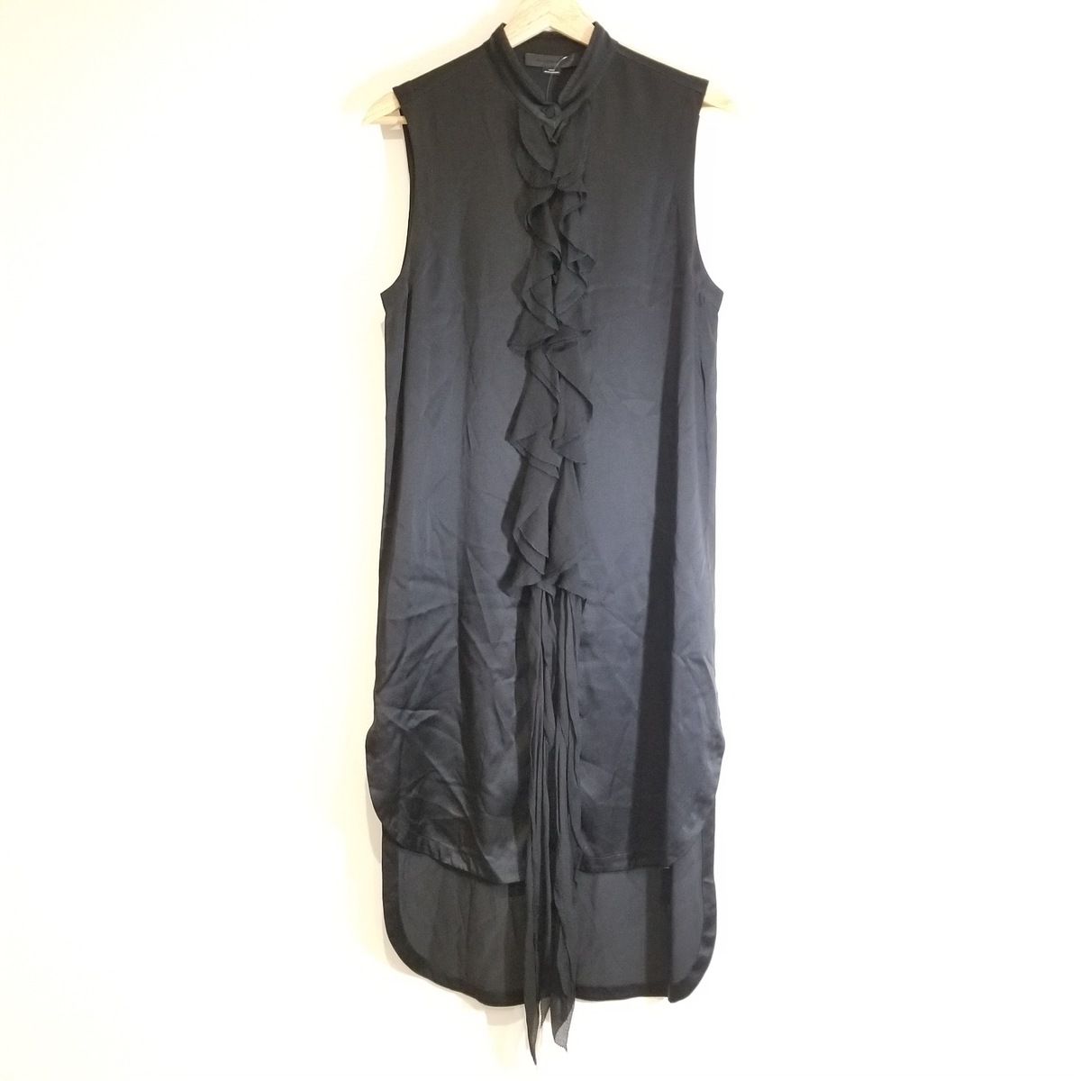 WANG アレキサンダーワン ワンピース サイズ2 S レディース 黒 ノースリーブ ロング シルク