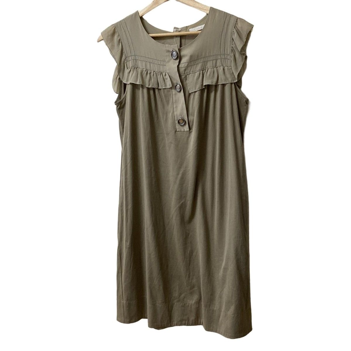 Chloe クロエ ワンピース サイズS レディース カーキベージュ ひざ丈 フリル