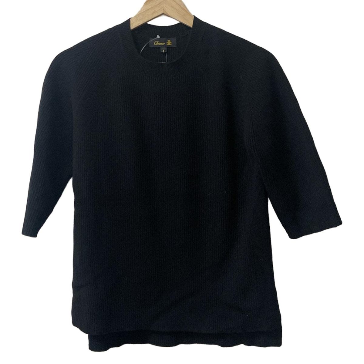 Drawer ドゥロワー 七分袖セーター サイズ1 S レディース 黒 クルーネック カシミヤ混