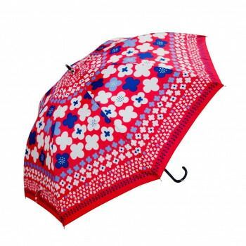 藤田屋 婦人長傘 ピーリングフラワー レッド LB-2201