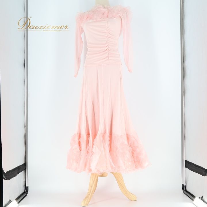 Chacott チャコット 社交ダンス衣装 上下セット ツーピース フリルピンク 社交ダンス 衣装 チャコット Chacott ツーピース セットアップ