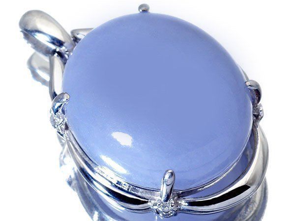 ジュエリー 樹脂含浸無し 超特大良質天然ラベンダー翡翠23.59 ct＆ダイヤ 超 K 18 WGヘッド ソーティング h 8096 gr