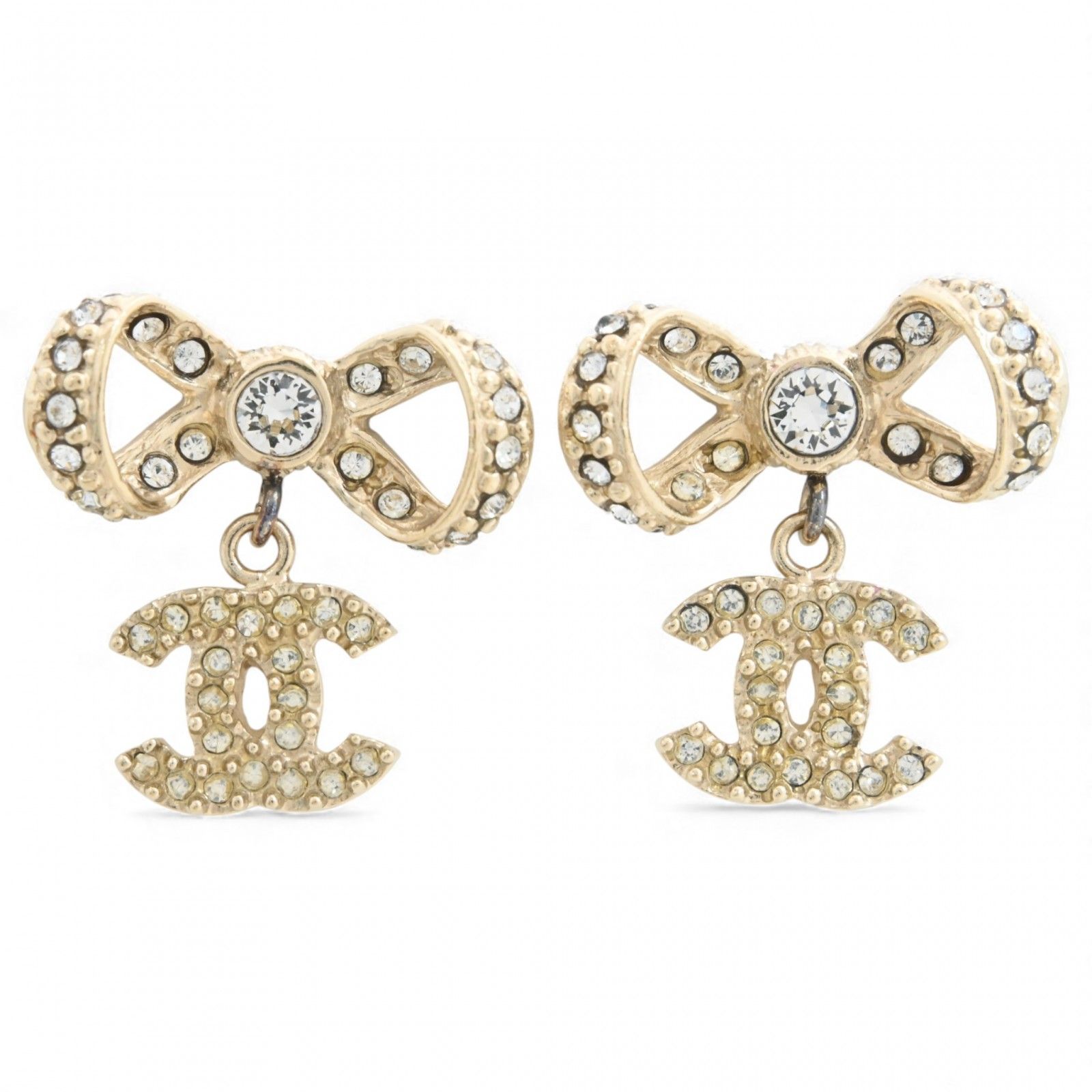 CHANEL シャネル　リボン　ピアス　ココマーク　ラインストーン CHANEL（シャネル） ココマーク ラインストーン リボン ピアス